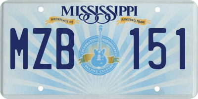 MS license plate MZB151