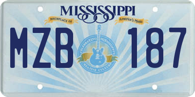 MS license plate MZB187