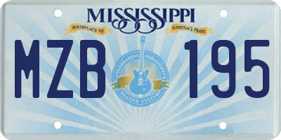 MS license plate MZB195