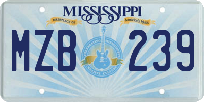 MS license plate MZB239