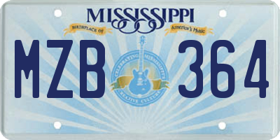 MS license plate MZB364