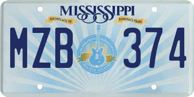 MS license plate MZB374