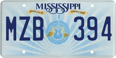 MS license plate MZB394