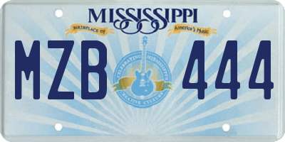 MS license plate MZB444