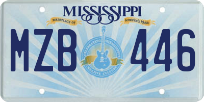 MS license plate MZB446