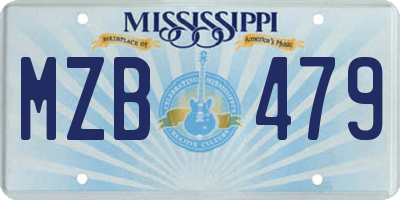 MS license plate MZB479