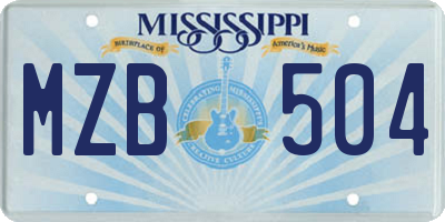 MS license plate MZB504