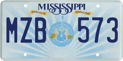 MS license plate MZB573