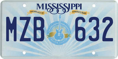 MS license plate MZB632