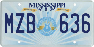 MS license plate MZB636