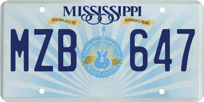 MS license plate MZB647