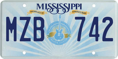 MS license plate MZB742