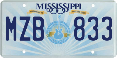 MS license plate MZB833
