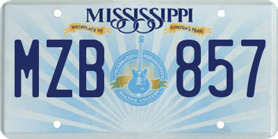 MS license plate MZB857