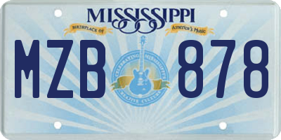 MS license plate MZB878