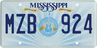 MS license plate MZB924
