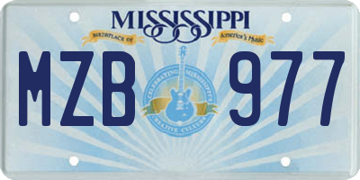 MS license plate MZB977