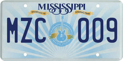 MS license plate MZC009