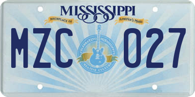 MS license plate MZC027