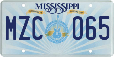 MS license plate MZC065