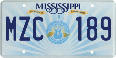 MS license plate MZC189