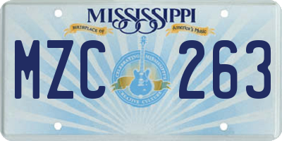 MS license plate MZC263