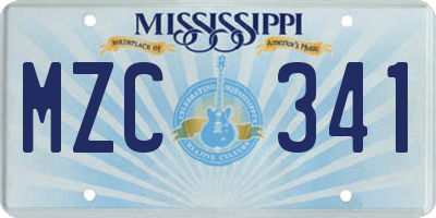 MS license plate MZC341