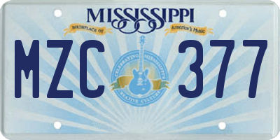MS license plate MZC377