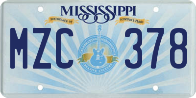 MS license plate MZC378