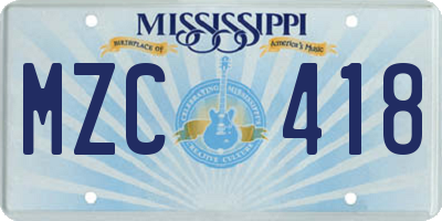 MS license plate MZC418