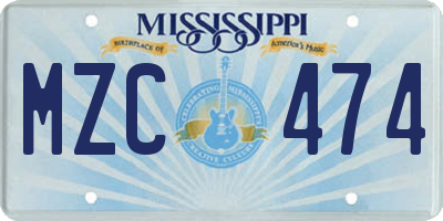 MS license plate MZC474
