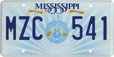 MS license plate MZC541