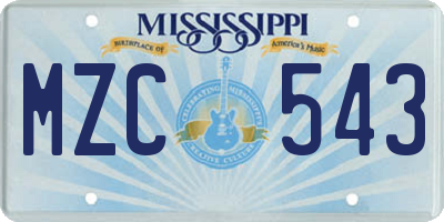 MS license plate MZC543