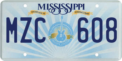 MS license plate MZC608