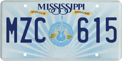 MS license plate MZC615