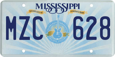 MS license plate MZC628