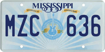 MS license plate MZC636
