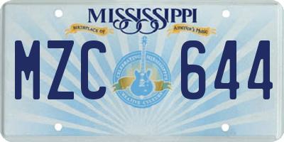 MS license plate MZC644