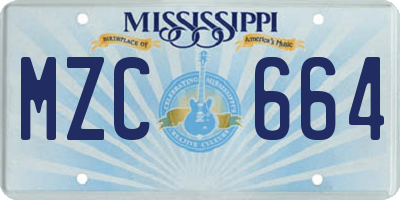 MS license plate MZC664