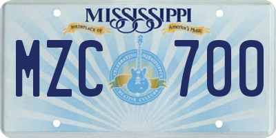MS license plate MZC700