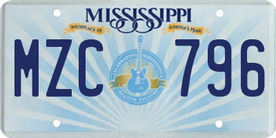 MS license plate MZC796