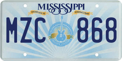 MS license plate MZC868