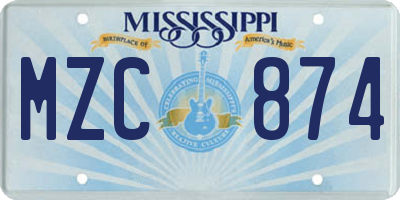 MS license plate MZC874