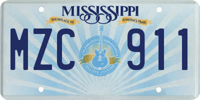 MS license plate MZC911