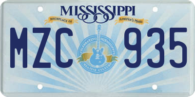 MS license plate MZC935