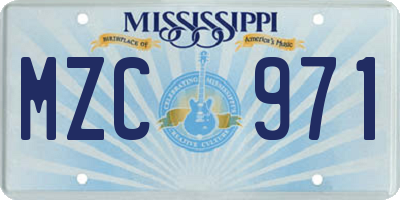 MS license plate MZC971