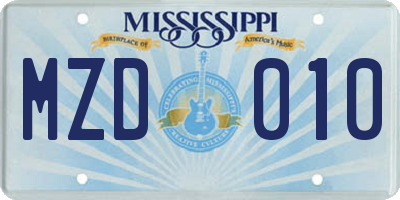 MS license plate MZD010