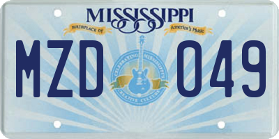 MS license plate MZD049