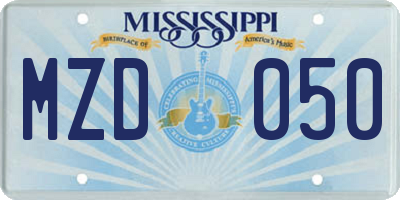 MS license plate MZD050