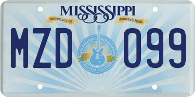 MS license plate MZD099